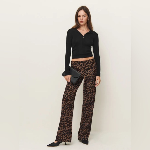 Reformation Pants - Reformation Petites Vida Low Rise Pant 0P Jaguar Cheetah Leopard